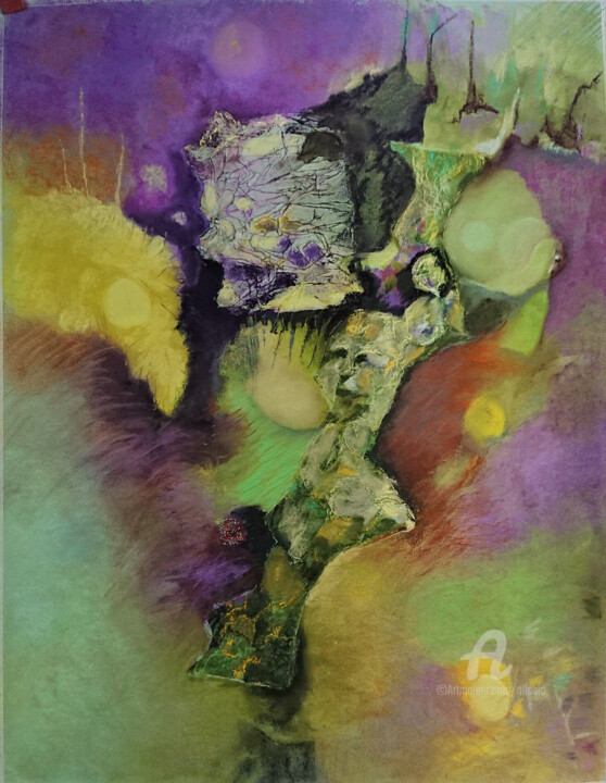 Painting titled "Histoire d'écorces" by Claudette Allosio, Original Artwork, Pastel