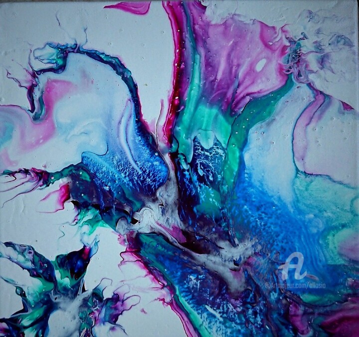 Peinture intitulée "mélodie turquoise" par Claudette Allosio, Œuvre d'art originale, Acrylique