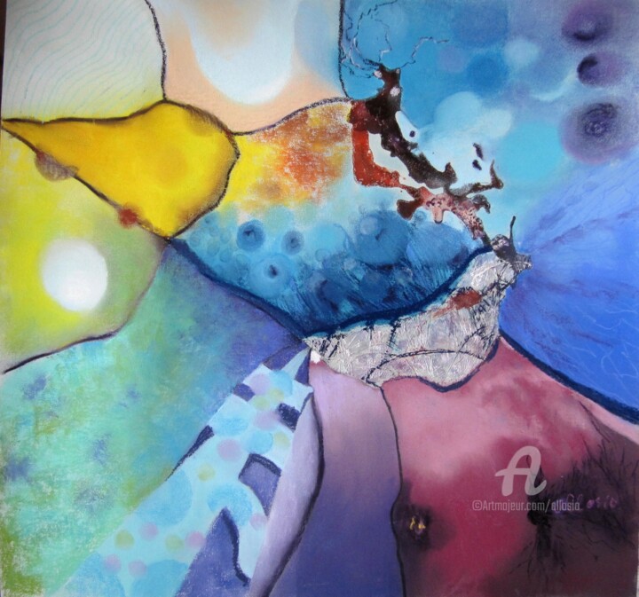 Peinture intitulée "Tout se fissure" par Claudette Allosio, Œuvre d'art originale, Pastel