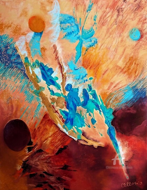Painting titled "Esprit minéral" by Claudette Allosio, Original Artwork, Pastel