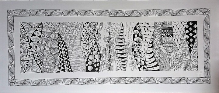 Drawing titled "C83 Fresque opus 1" by Claudette Allosio, Original Art, Marker