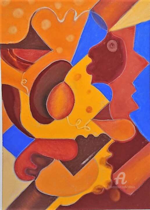 Pintura intitulada "Structure1" por Claudette Allosio, Obras de arte originais, Pastel