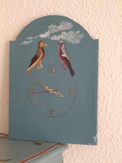 Artcraft titled "pendule oiseaux" by Claudette Allosio, Original Artwork