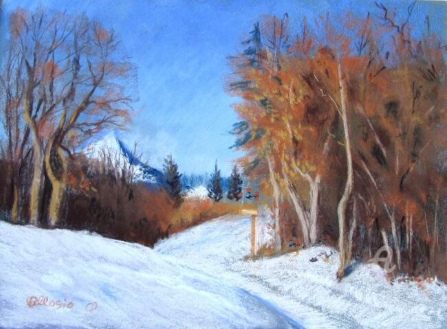 Peinture intitulée "le Rachais en hiver" par Claudette Allosio, Œuvre d'art originale, Pastel