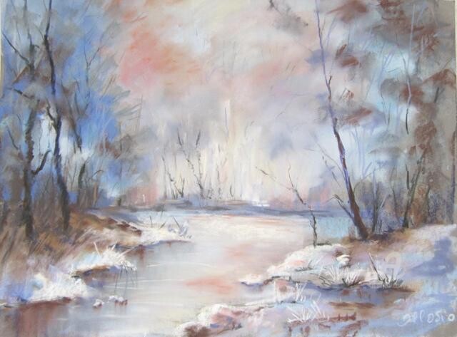 Painting titled "Hivernale#artistsup…" by Claudette Allosio, Original Artwork, Pastel