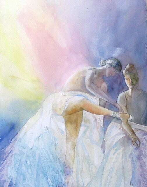 Peinture intitulée "danseuses 2" par Claudette Allosio, Œuvre d'art originale, Aquarelle