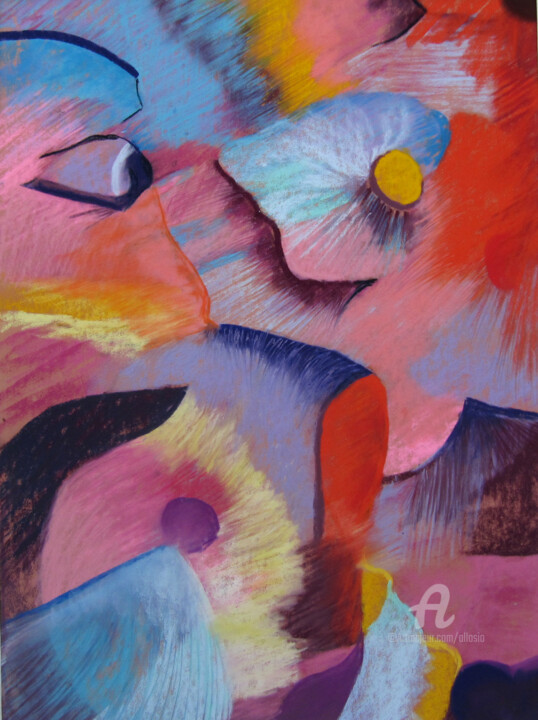 "Ligne hortensia" başlıklı Tablo Claudette Allosio tarafından, Orijinal sanat, Pastel
