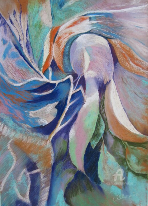 Malerei mit dem Titel "Fil d'Ariane" von Claudette Allosio, Original-Kunstwerk, Pastell