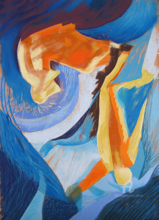 Painting titled "Apesanteur" by Claudette Allosio, Original Artwork, Pastel