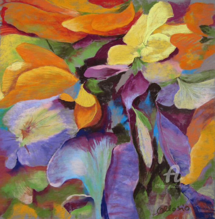 Painting titled "decomposition-flora…" by Claudette Allosio, Original Artwork, Pastel