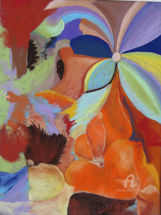 Peinture intitulée "capucine" par Claudette Allosio, Œuvre d'art originale, Pastel