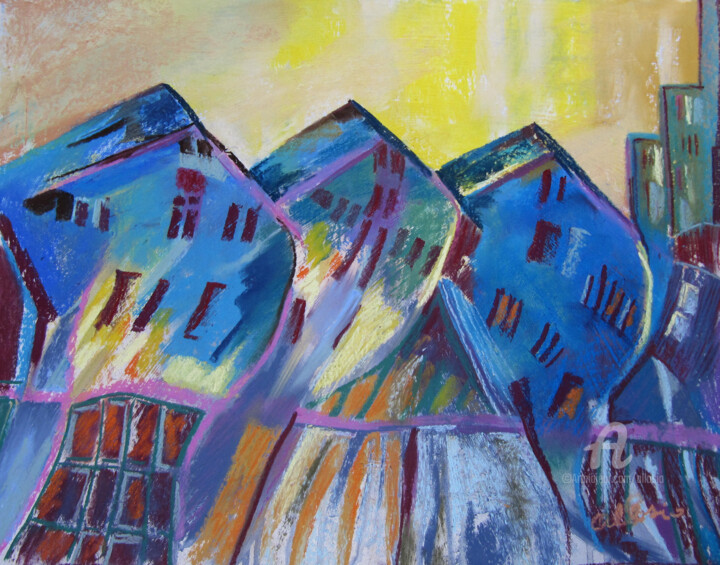 Peinture intitulée "vision-urbaine.jpg" par Claudette Allosio, Œuvre d'art originale, Pastel