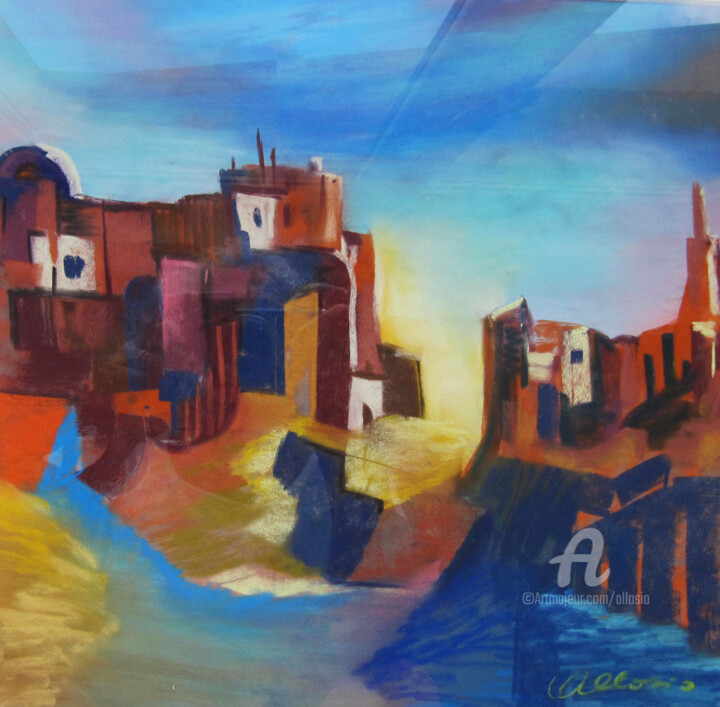 Peinture intitulée "urbain-oriental-40x…" par Claudette Allosio, Œuvre d'art originale, Pastel