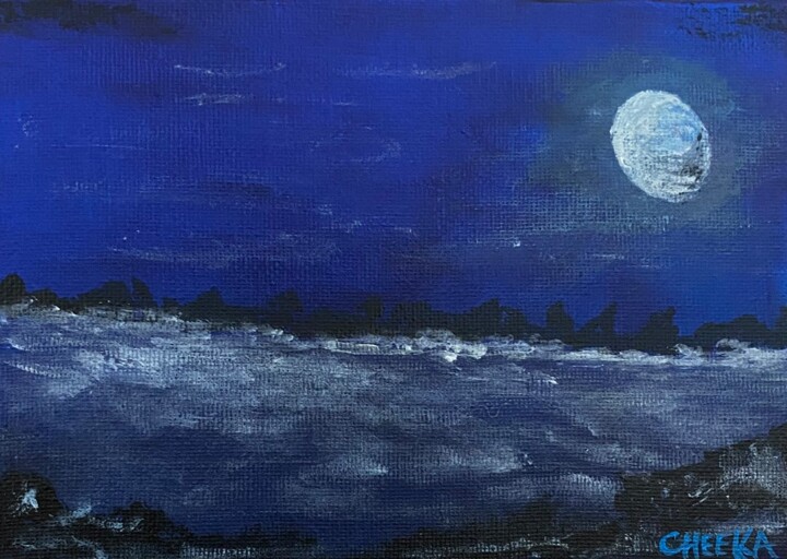 Painting titled "Moonlighting At Roc…" by Ally Titcomb, Original Artwork, Acrylic