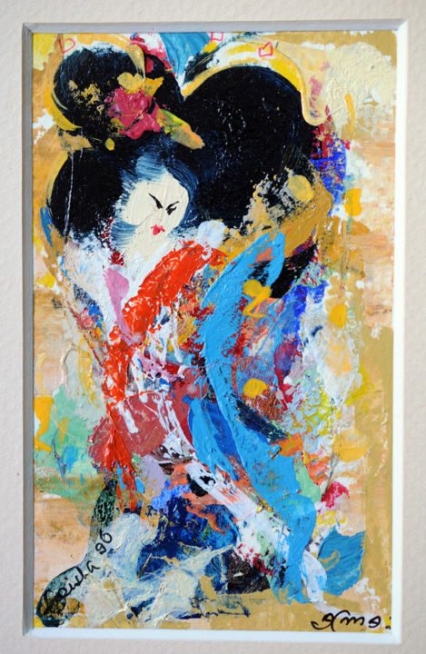 Painting titled "Geisha Fashion" by Alma, Original Artwork, Acrylic