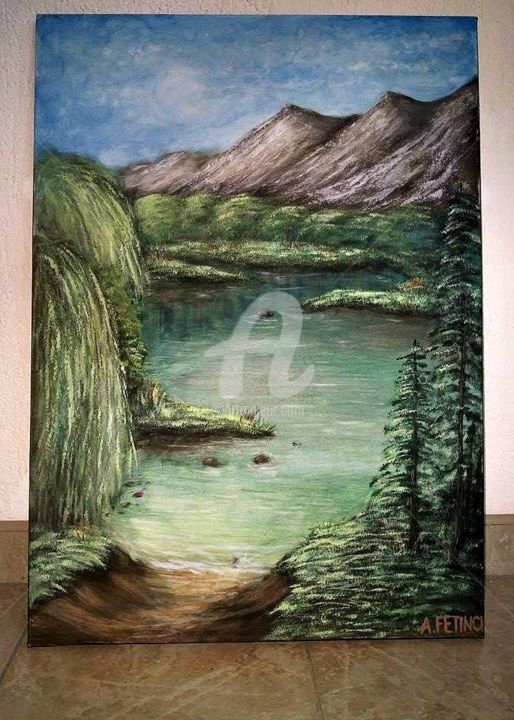 Peinture intitulée "Lake" par Alma Fetinci, Œuvre d'art originale, Acrylique