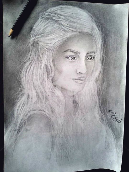 Desenho intitulada "Daenerys" por Alma Fetinci, Obras de arte originais, Lápis