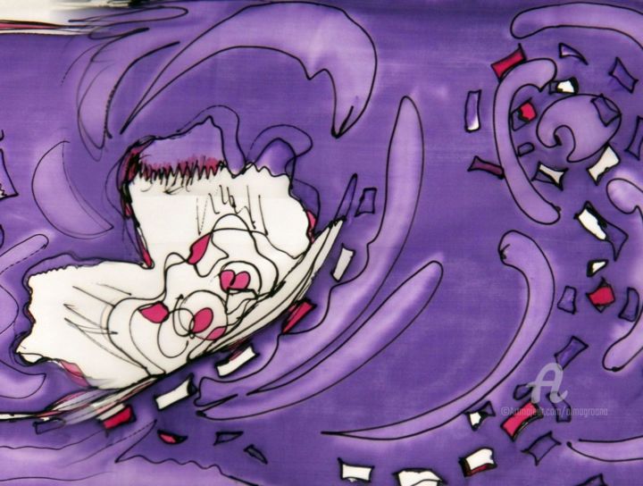 Artesanía titulada "Blanco sobre violeta" por Almagro, Obra de arte original