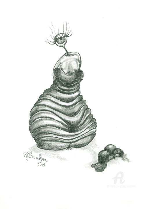 Drawing titled "Poire & Chocolat" by Almakan, Original Artwork, Graphite