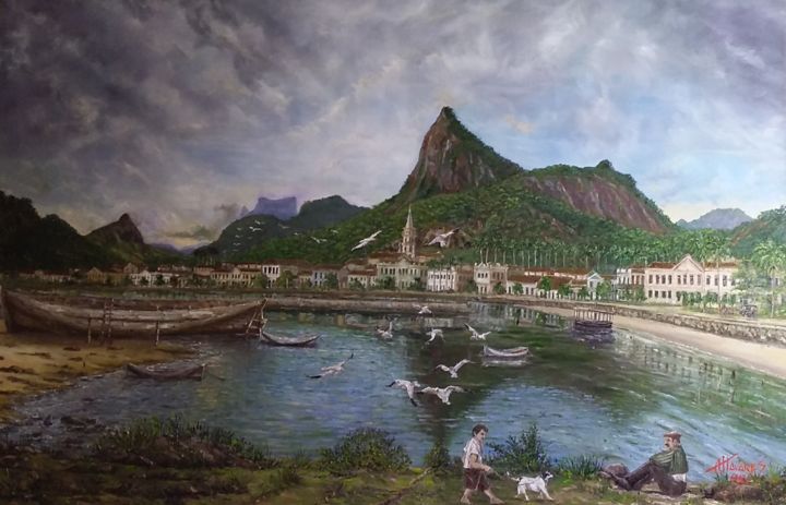 Pintura intitulada "Enseada de Botafogo…" por Almir Tavares, Obras de arte originais, Óleo