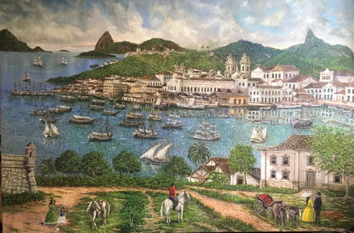 Pintura intitulada "Morro do Castelo se…" por Almir Tavares, Obras de arte originais, Óleo
