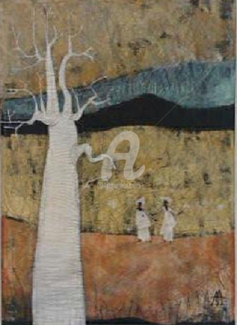 Pintura titulada "VISITANDO AL MARABU" por Almudena Arias Parera, Obra de arte original, Oleo