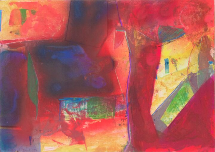 Malerei mit dem Titel "Welt in Flammen" von Alois Oberndorfer, Original-Kunstwerk, Acryl
