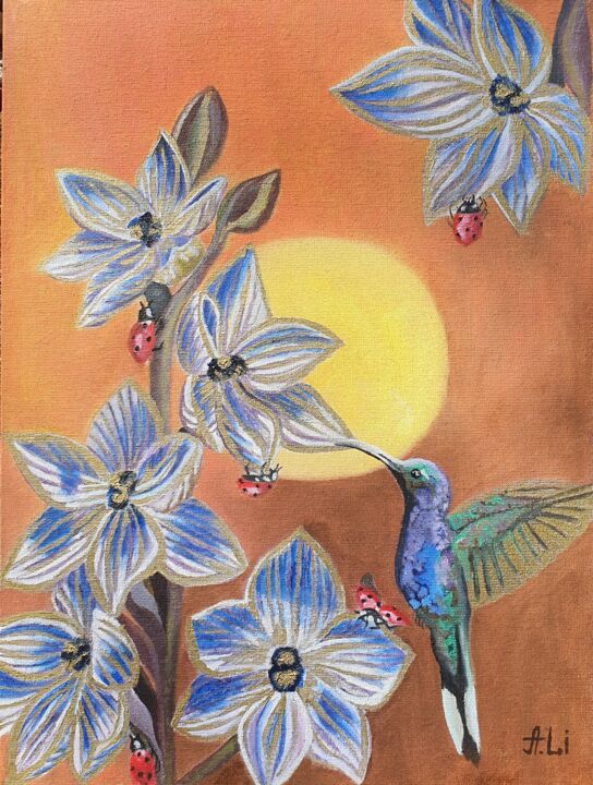 "Hummingbird" başlıklı Tablo Alona Li tarafından, Orijinal sanat, Petrol