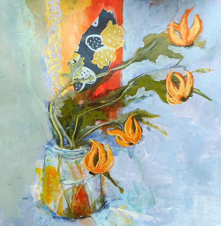 Pintura intitulada "Flores" por Ana Lorena Moledo, Obras de arte originais, Acrílico