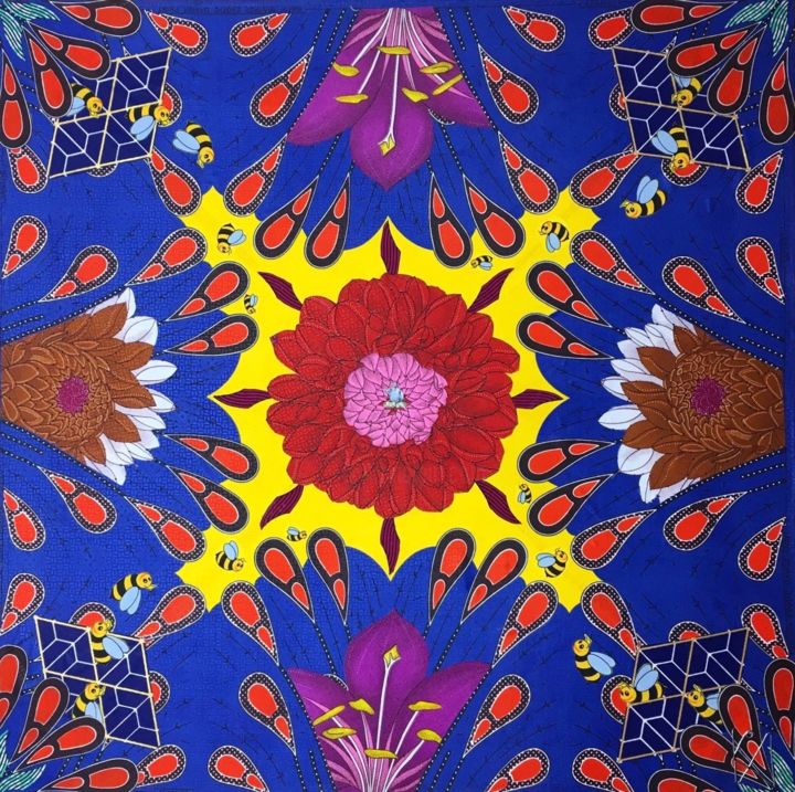 Текстильное искусство под названием "blury-preloadresize…" - Kwame Akpokavi, Подлинное произведение искусства, Коллажи Устан…