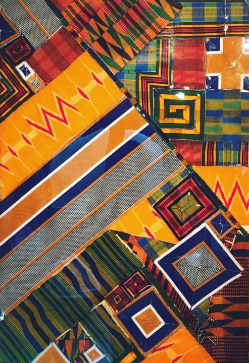 Arte textil titulada "Sankofa- Conforming…" por Kwame Akpokavi, Obra de arte original, Collages Montado en Bastidor de camil…