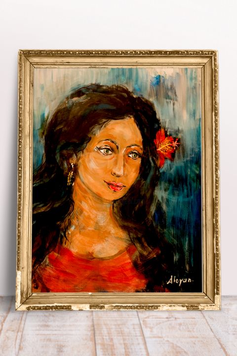 Malerei mit dem Titel "Portait" von Hélène Aloyan, Original-Kunstwerk, Acryl