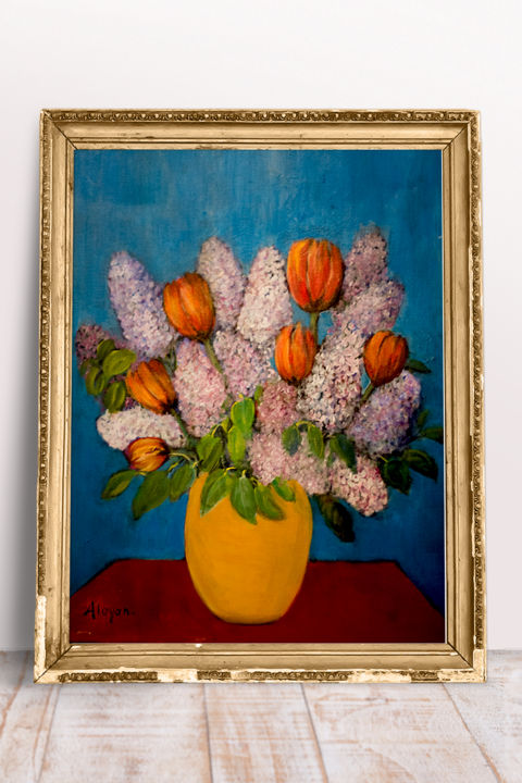 Painting titled "Fleurs" by Hélène Aloyan, Original Artwork, Acrylic