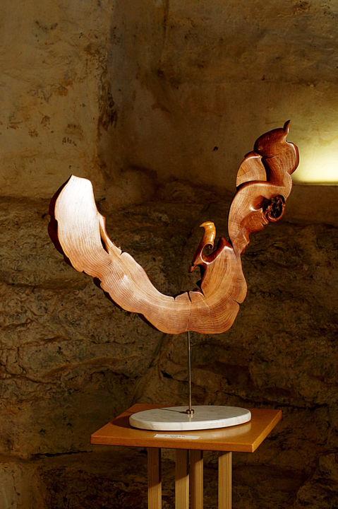 Sculpture titled "Tranche de vie" by Alper, Original Artwork, Wood