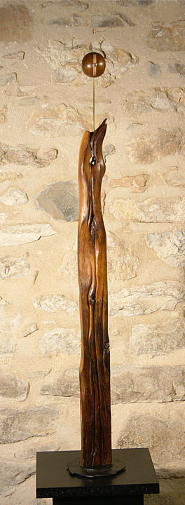 Sculpture intitulée "vers l'objectif" par Alper, Œuvre d'art originale, Bois