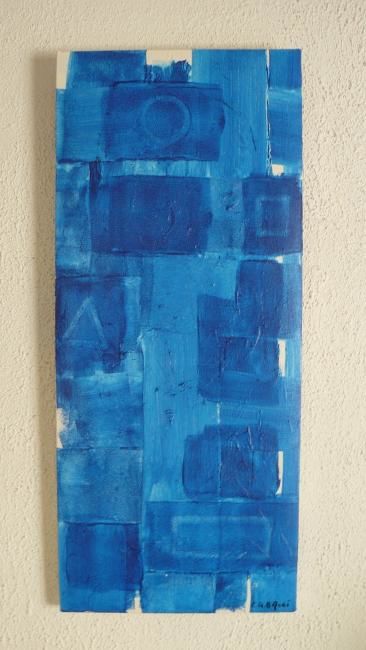 Painting titled "Bleu" by Gianfranco Bacci, Original Artwork, Oil