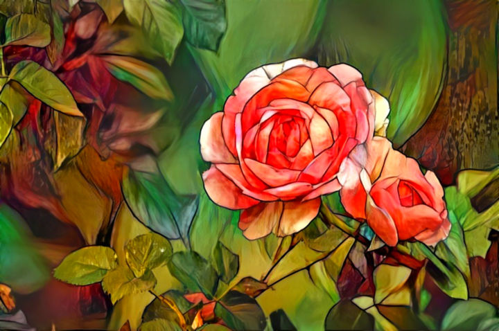 Digital Arts titled "Roses" by Alpha Zero, Original Artwork, Digital Painting