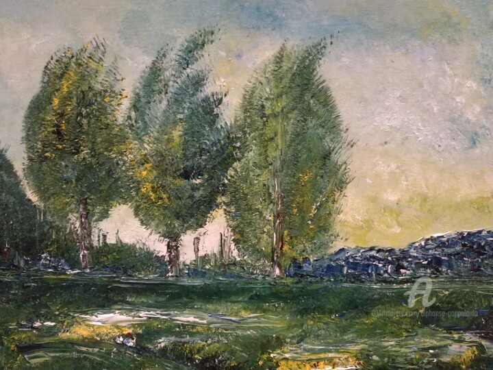 Peinture intitulée "Paysage venteux" par Alphonse Pappalardo, Œuvre d'art originale, Huile