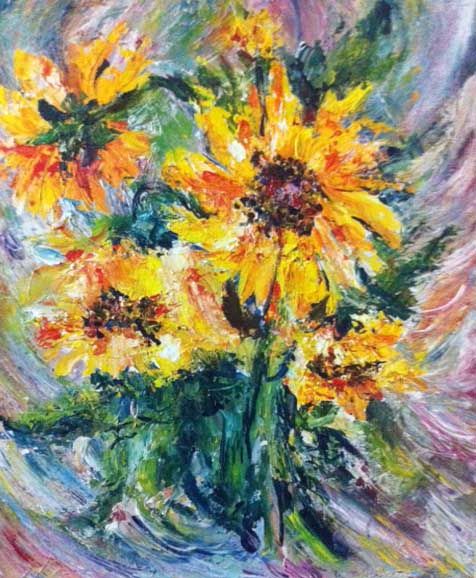 Картина под названием "sunflowers.jpg" - Alpna Kataria, Подлинное произведение искусства
