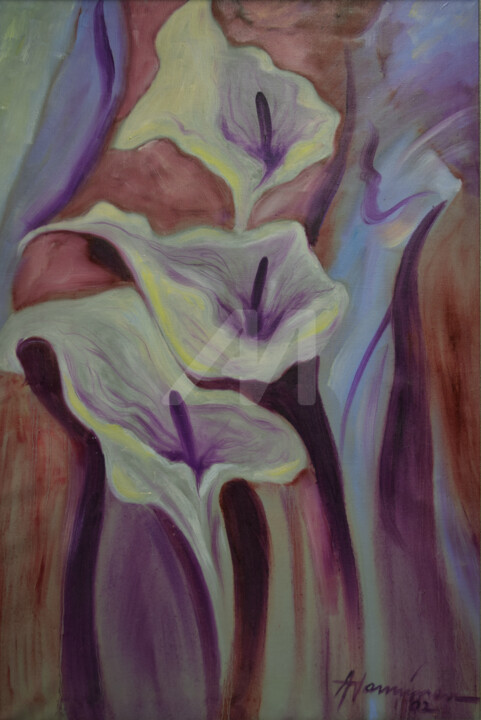 Painting titled "Flowers by Alpo Van…" by Alpo Vanninen, Original Art, Oil