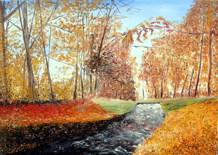 Painting titled "Autumn Landscape" by Al Serino, Original Artwork, Oil