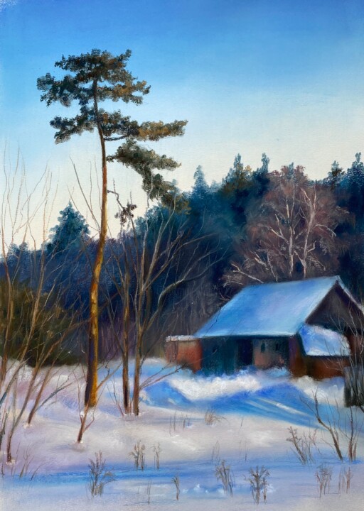 Schilderij getiteld "Hiver" door Alsu Vagidullina, Origineel Kunstwerk, Pastel