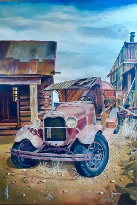 Painting titled "ABANDONADO - FORD 1…" by Altacam, Original Artwork, Acrylic