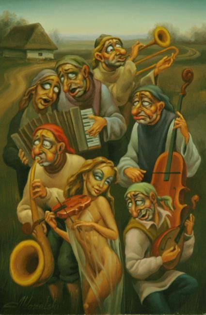 Painting titled "Оркестр 2" by Anatolii Kozelskii, Original Artwork, Other