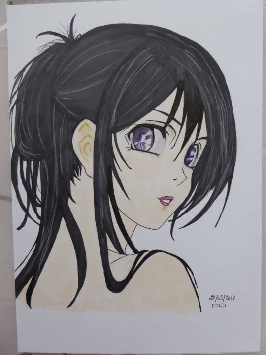 Desenho intitulada "Visage manga" por Althea, Obras de arte originais