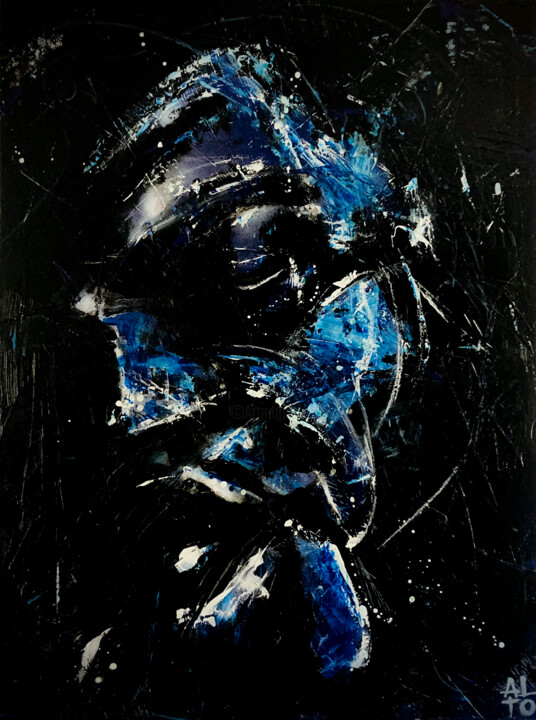 Painting titled "Blues people" by Alto, Original Artwork, Acrylic Mounted on Wood Stretcher frame