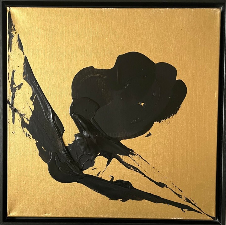Картина под названием "Elegy4 the Black fl…" - Altone Mishino, Подлинное произведение искусства, Акрил Установлен на Деревян…