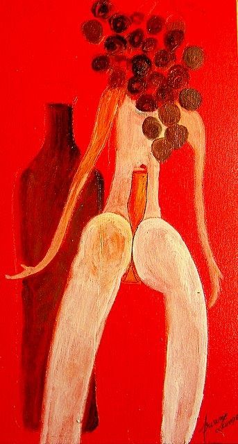 Malerei mit dem Titel "Fille de Bacchus n°…" von Ariane Lumen, Original-Kunstwerk, Öl