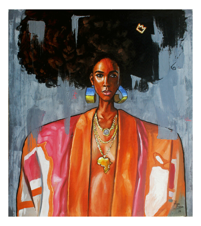 Peinture intitulée "The Westside girl" par Aluu Prosper, Œuvre d'art originale, Huile Monté sur Châssis en bois