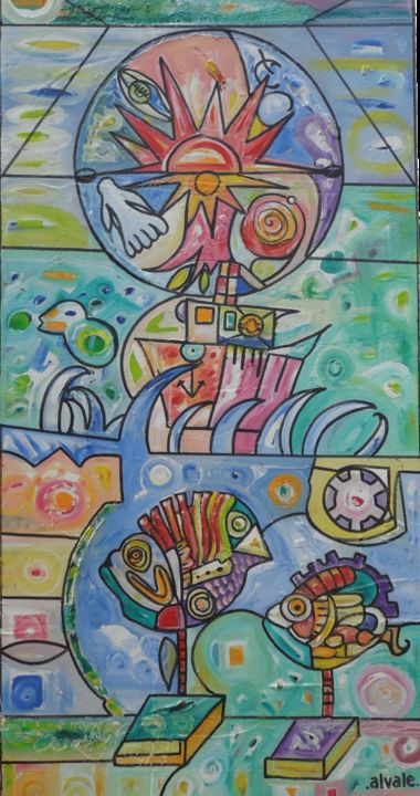 Pintura titulada "Pesca2" por Alvale, Obra de arte original, Oleo